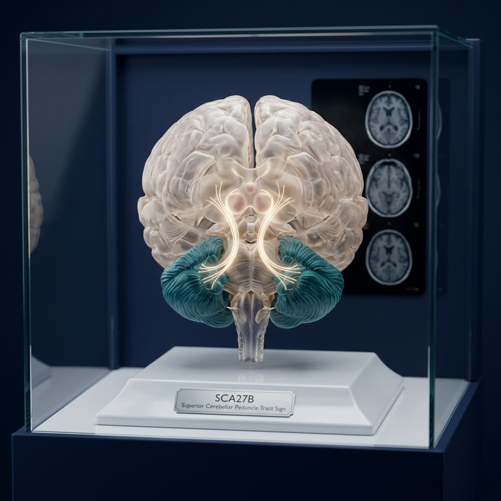 Ilustração médica do cerebelo e dos pedúnculos cerebelares superiores em estilo limpo e didático