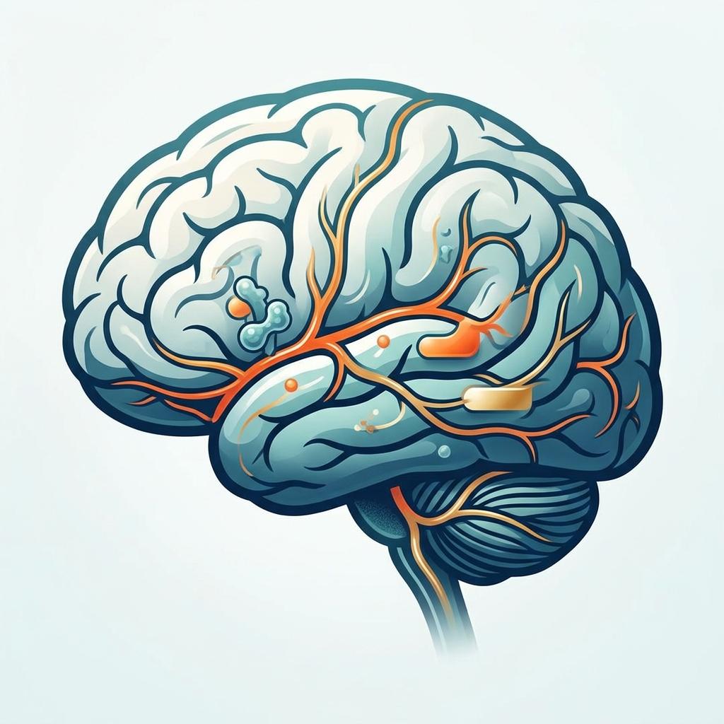 Ilustração médica sobre prevenção secundária de AVC com destaque para tratamento antitrombótico