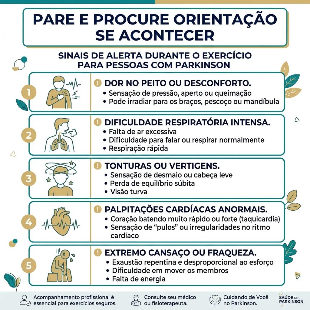 Checklist visual de sinais de alerta durante exercício no Parkinson