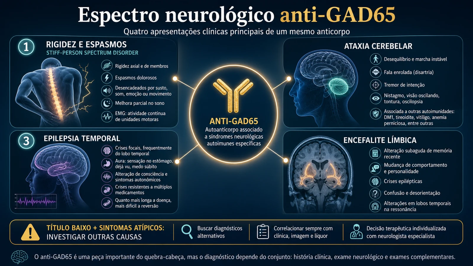 Infográfico do espectro neurológico anti-GAD65