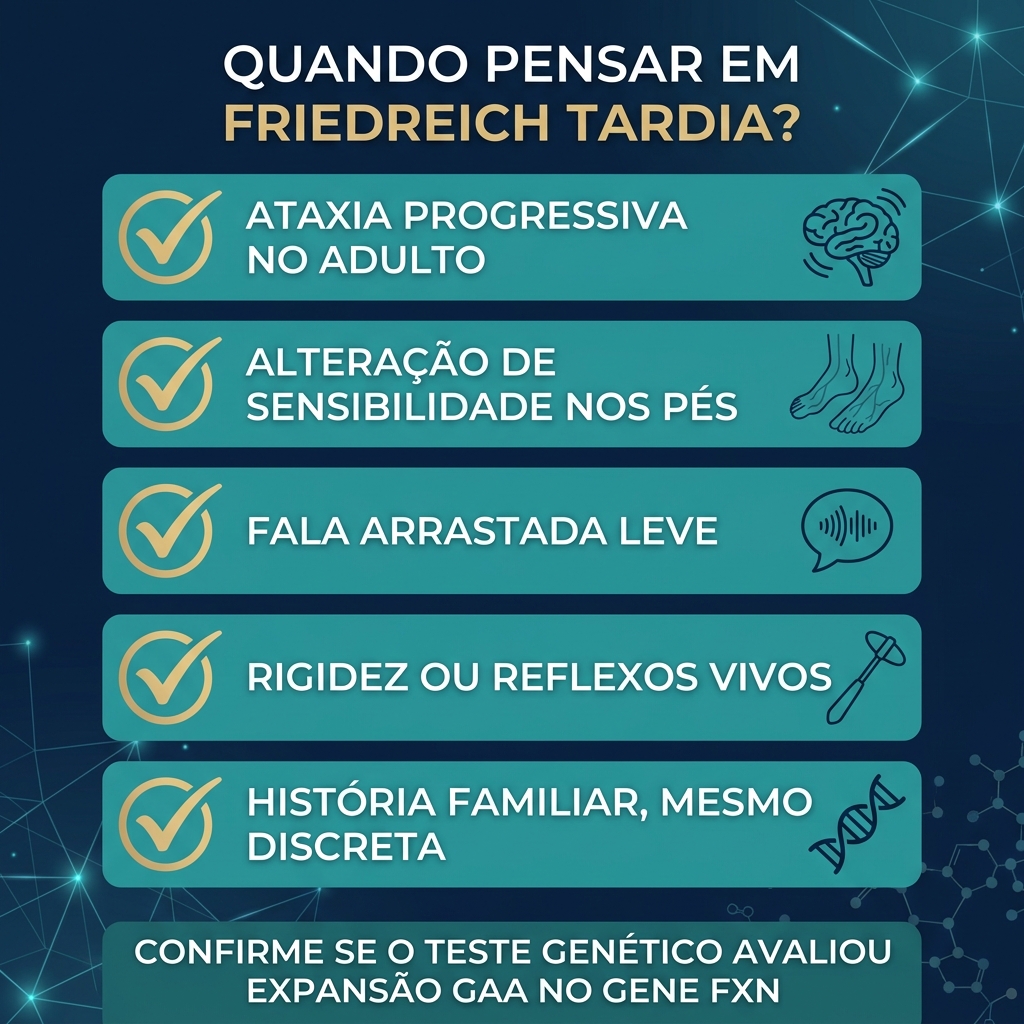 Infográfico com texto sobre quando suspeitar e quais exames discutir