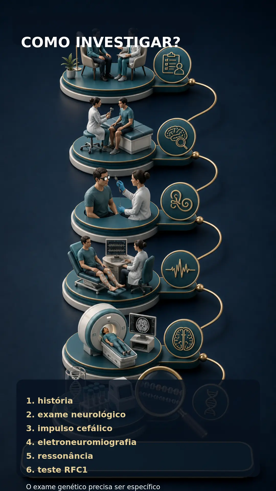 Roteiro visual de investigação médica da CANVAS associada ao RFC1