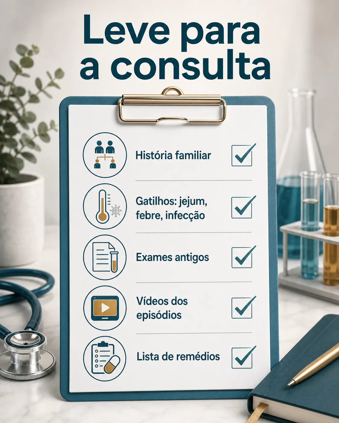 Checklist visual para consulta médica em suspeita de doença neurometabólica.