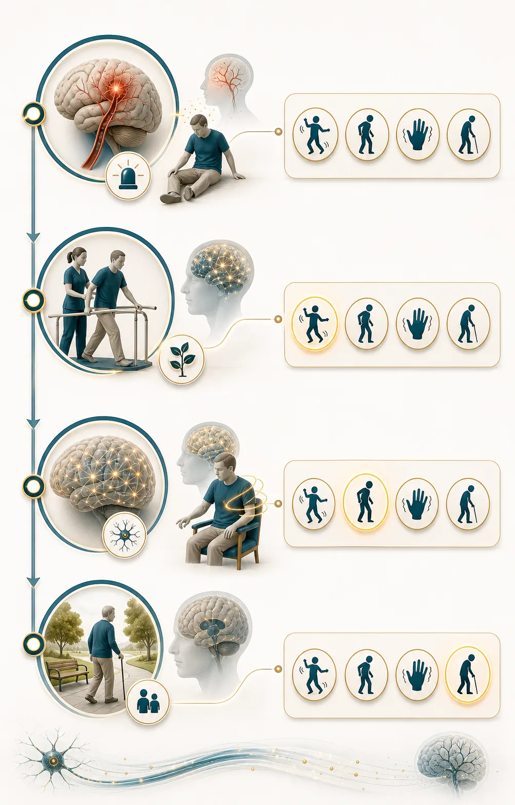 Infográfico sobre quando movimentos podem aparecer após AVC