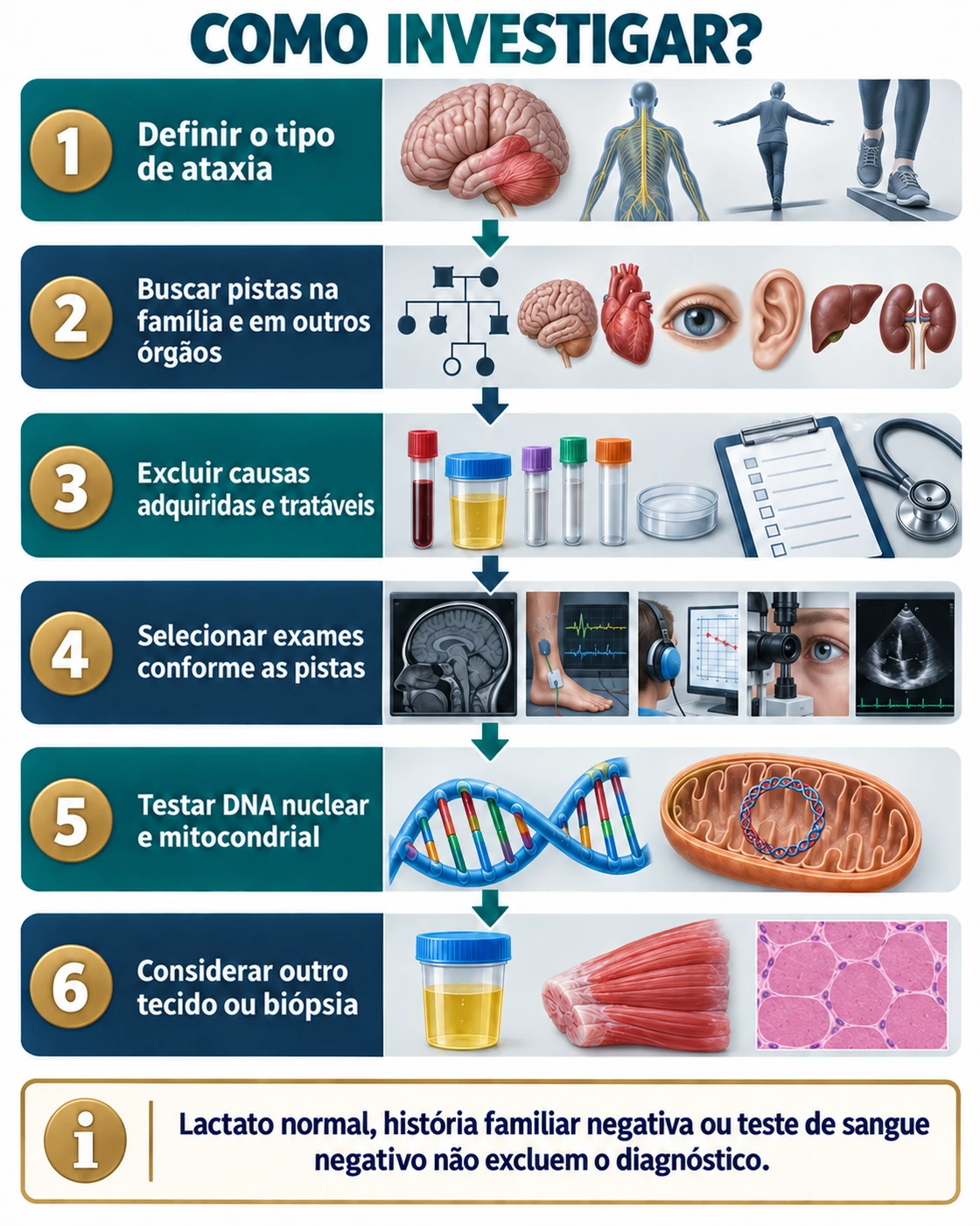 Fluxo de investigação da suspeita de ataxia mitocondrial