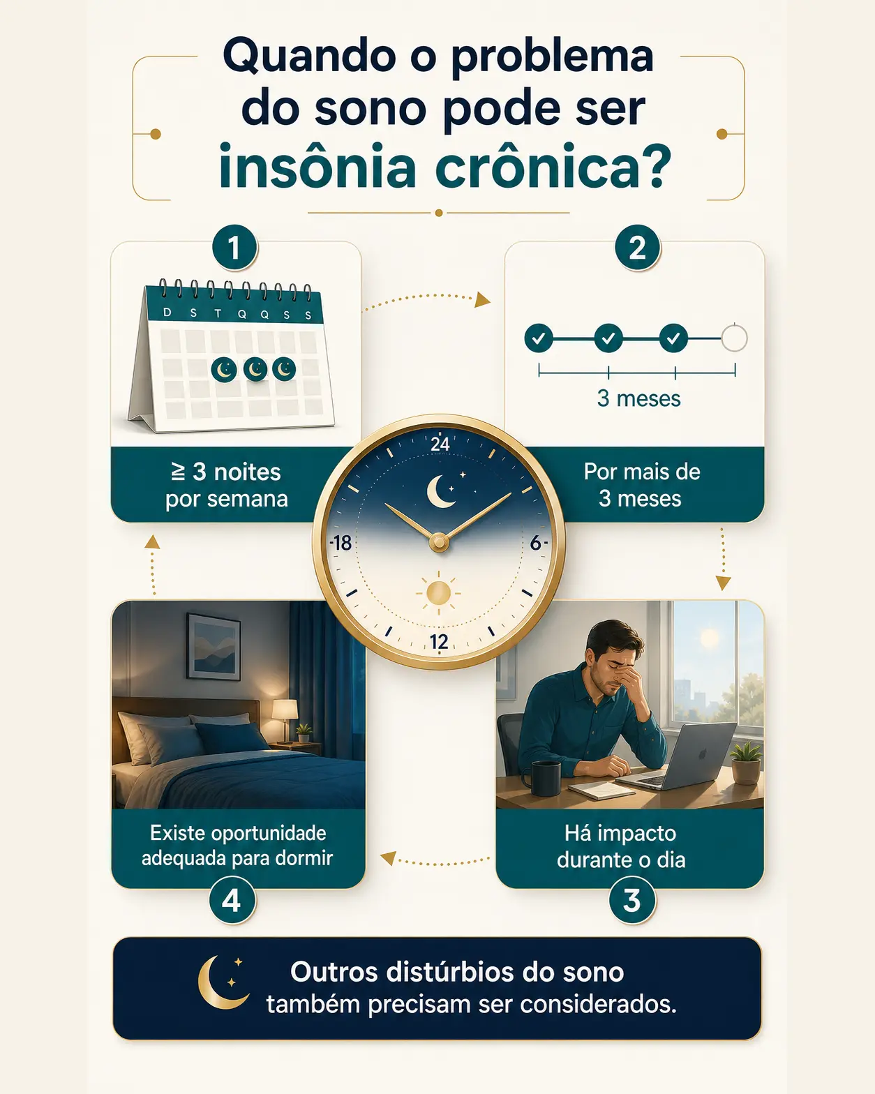 Critérios para reconhecer possível insônia crônica