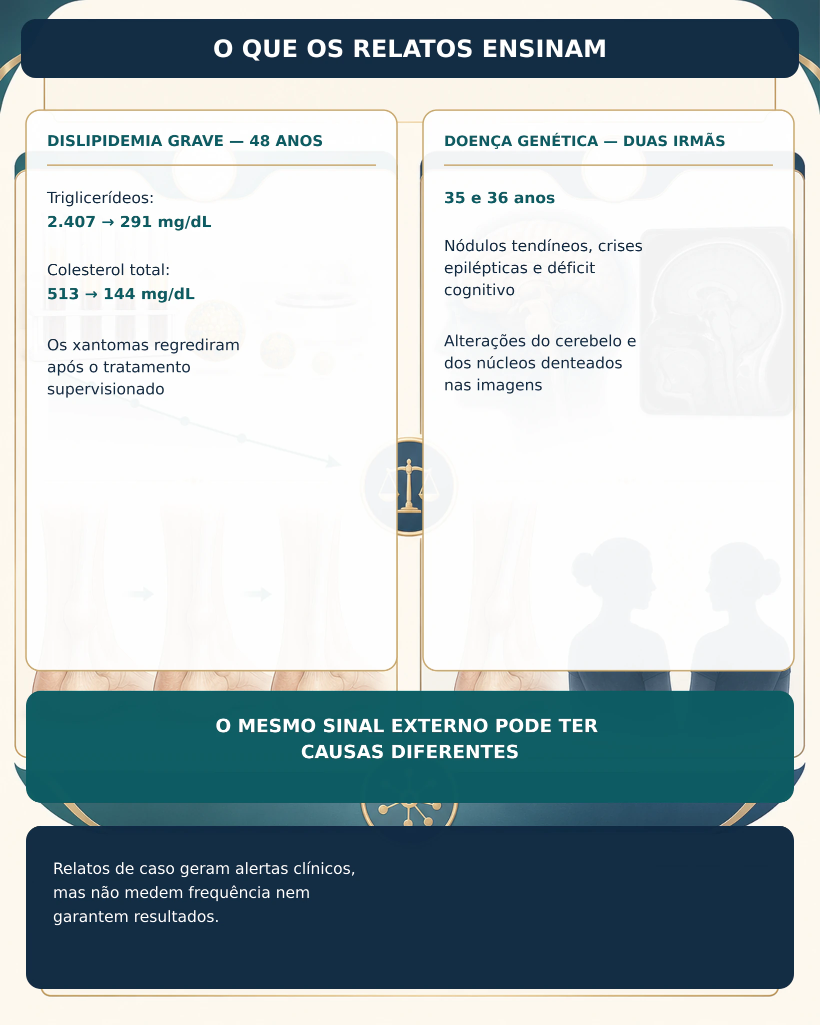 Infográfico resumindo os números e as principais lições dos dois relatos de caso