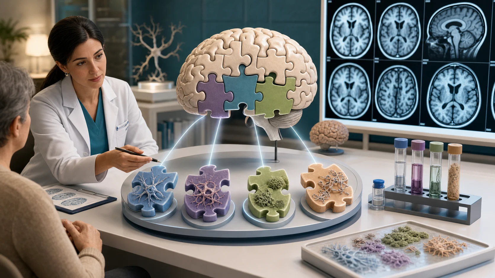 Diorama do quebra-cabeça diagnóstico na síndrome corticobasal