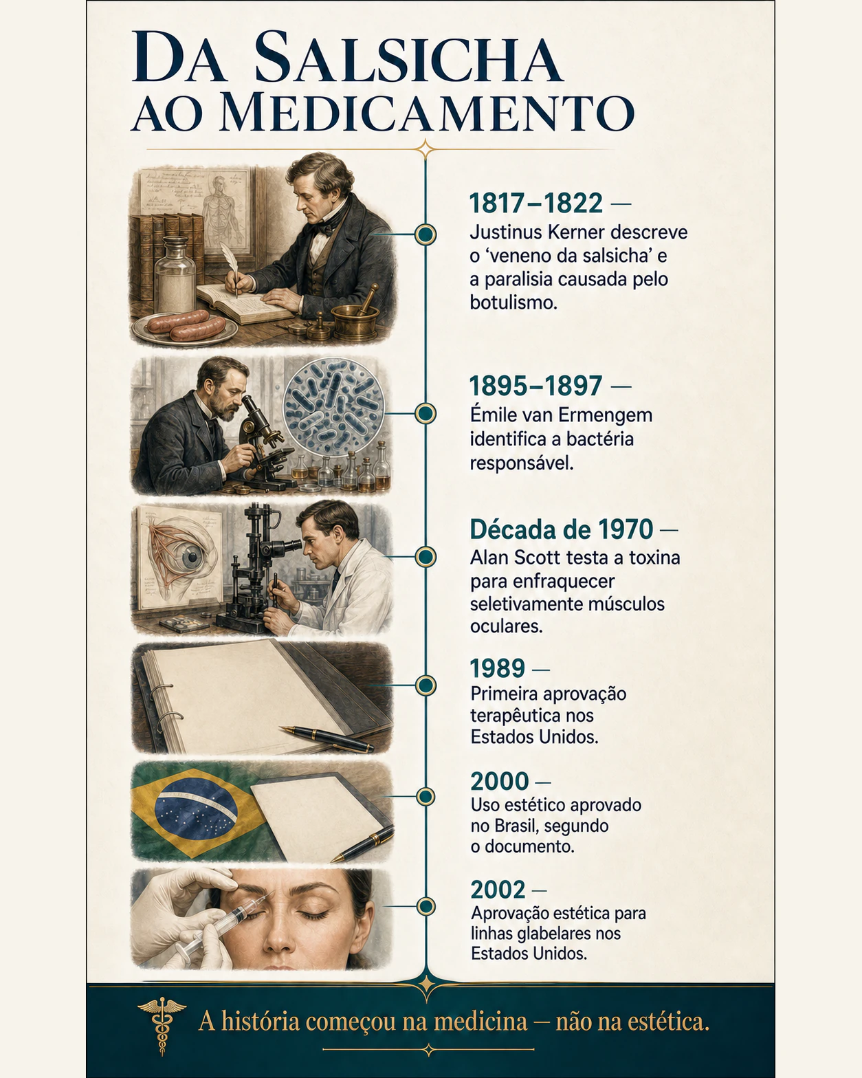 Linha do tempo da história da toxina botulínica, da descrição do botulismo ao uso médico moderno